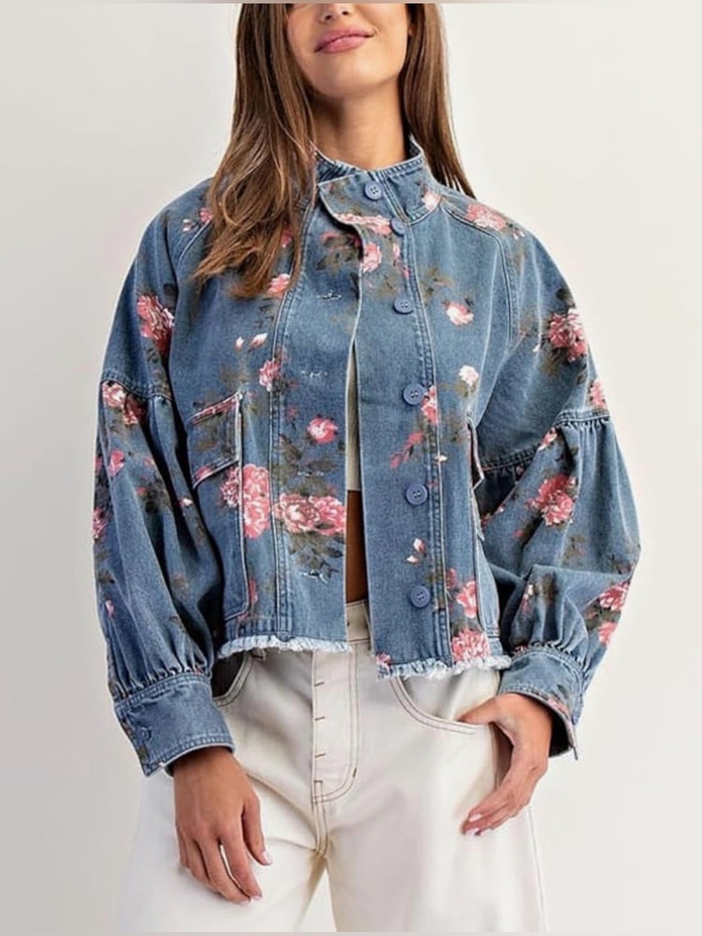 Women’s Denim jacket fButton-Front Crop Jacket - Blue #denim #prada #jeans #fend